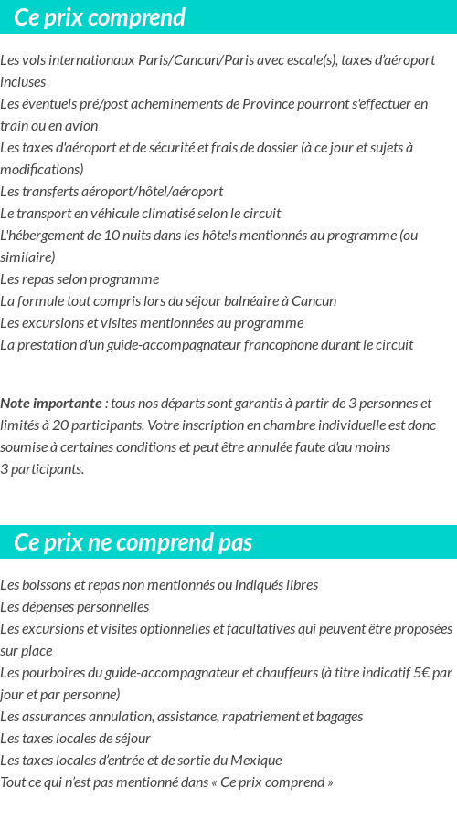 Conditions tarifaires
