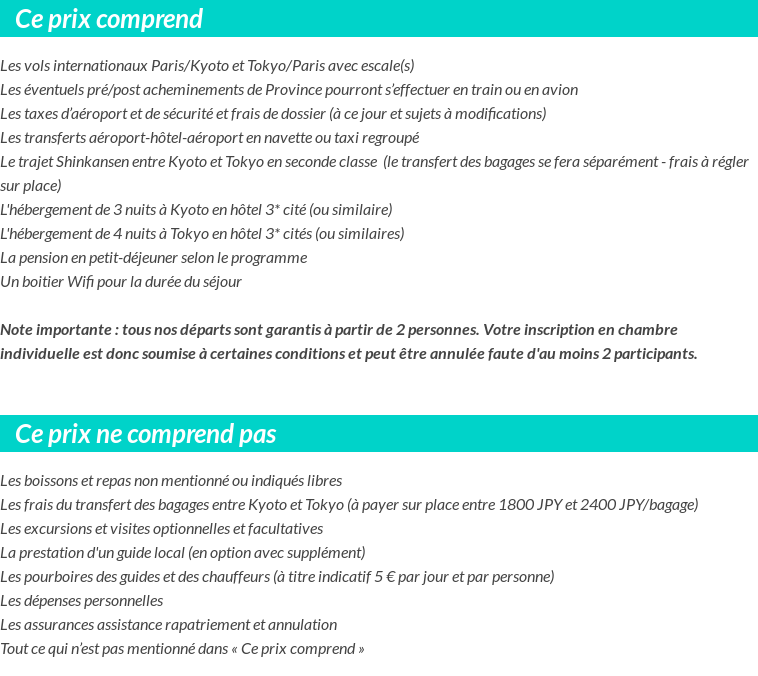 Conditions tarifaires