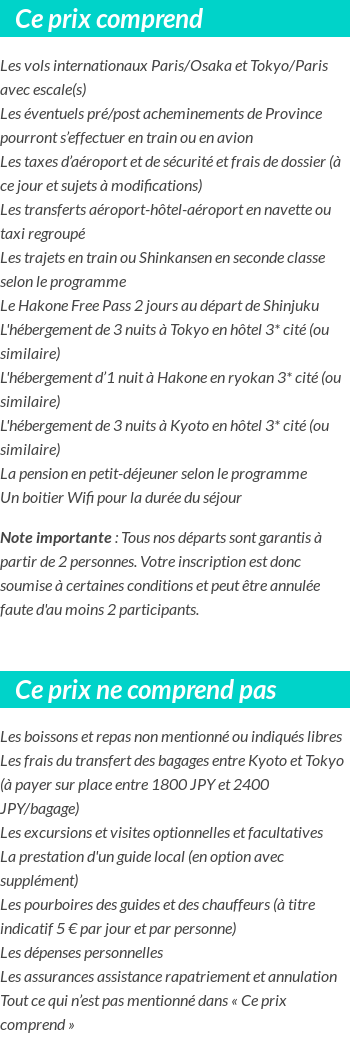Conditions tarifaires