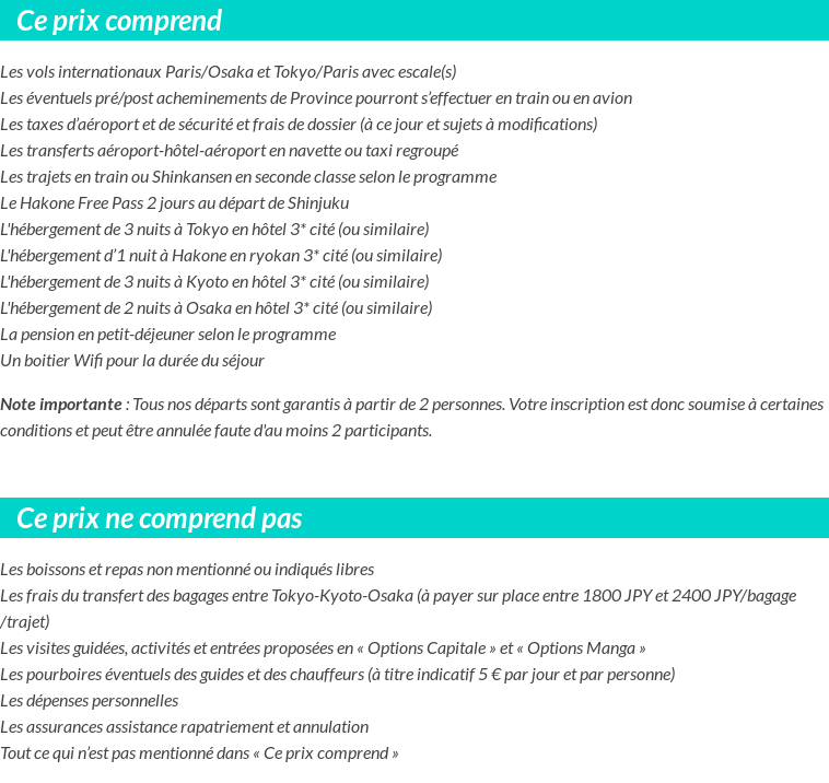 Conditions tarifaires