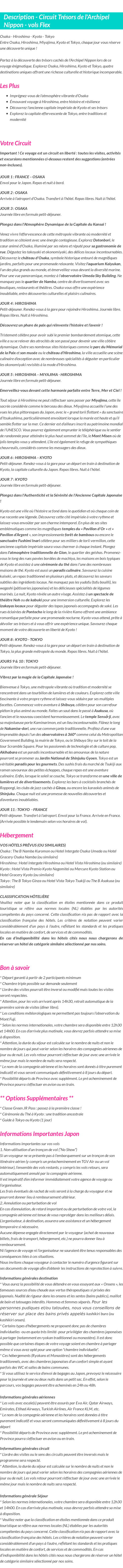 Détails du séjour