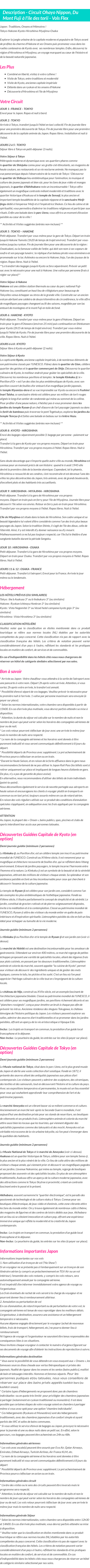 Détails du séjour