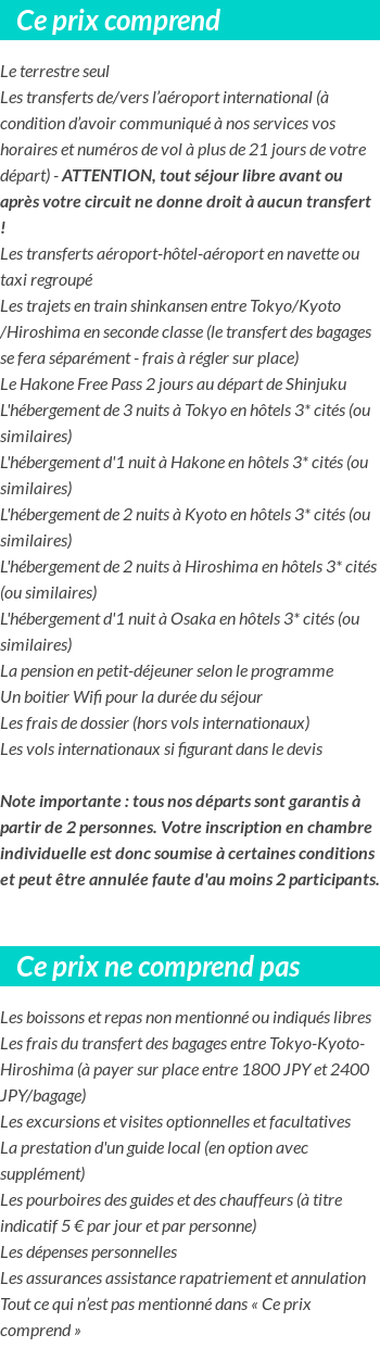 Conditions tarifaires