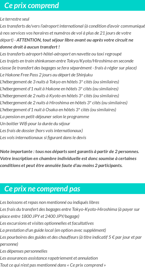 Conditions tarifaires