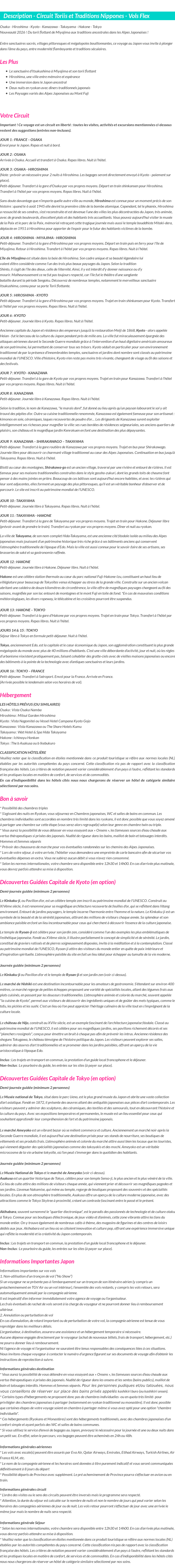 Détails du séjour
