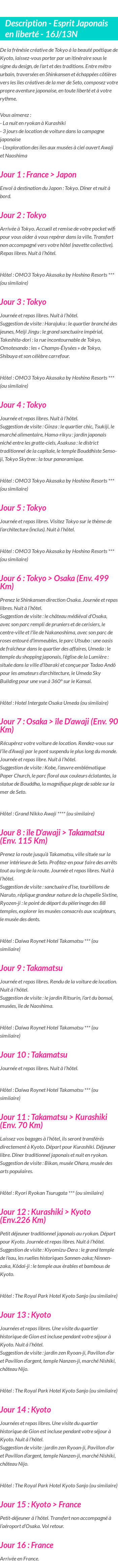 Détails du séjour