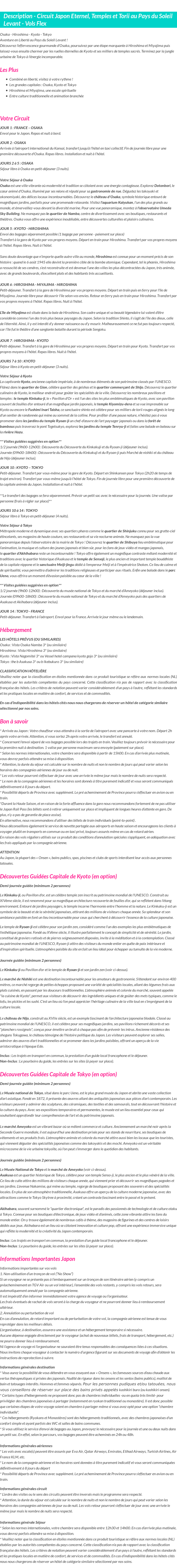Détails du séjour