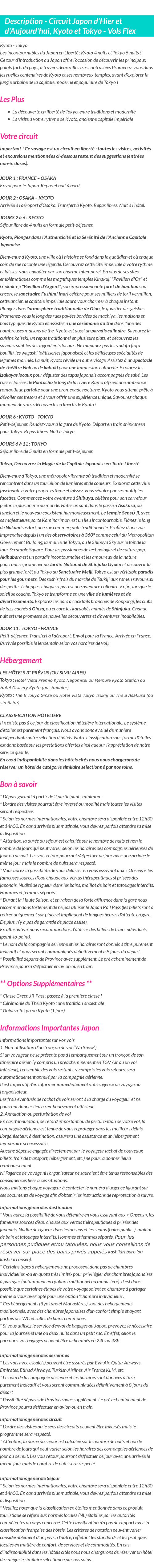 Détails du séjour