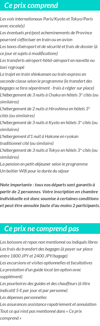 Conditions tarifaires