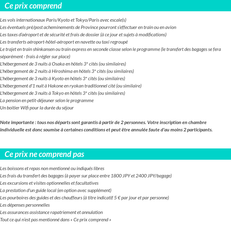 Conditions tarifaires