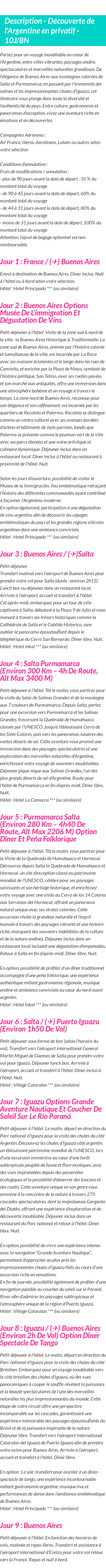 Détails du séjour