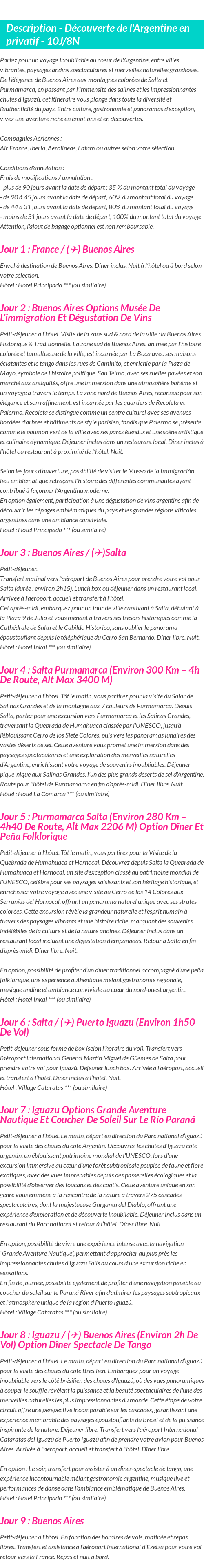 Détails du séjour