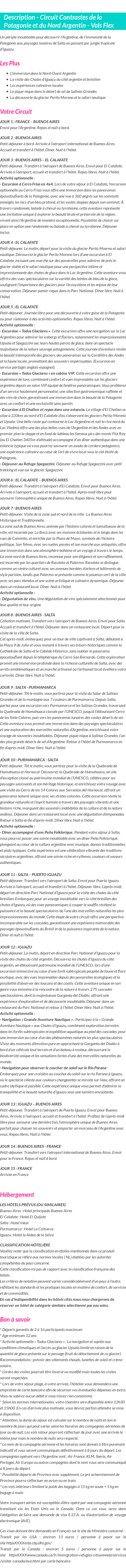 Détails du séjour