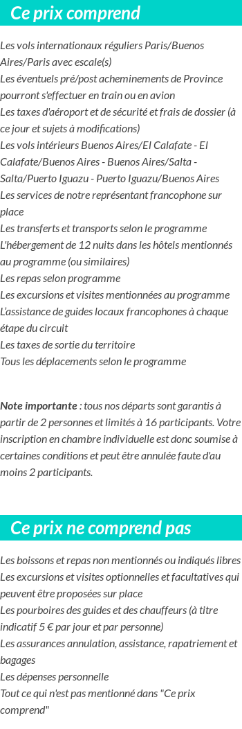 Conditions tarifaires