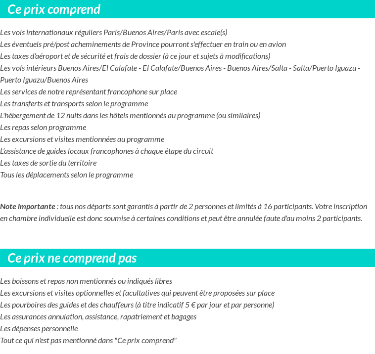 Conditions tarifaires