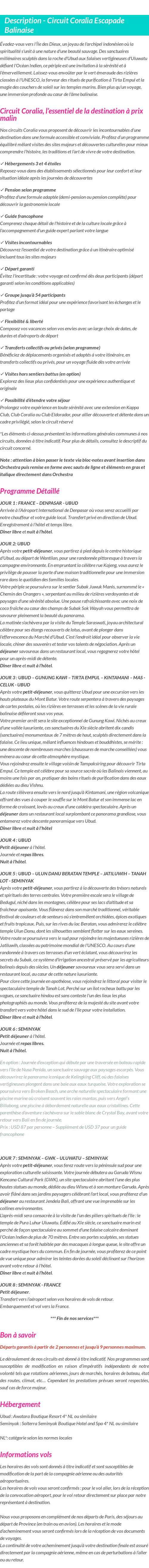 Détails du séjour