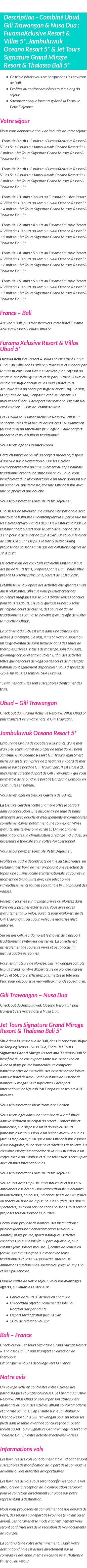 Détails du séjour