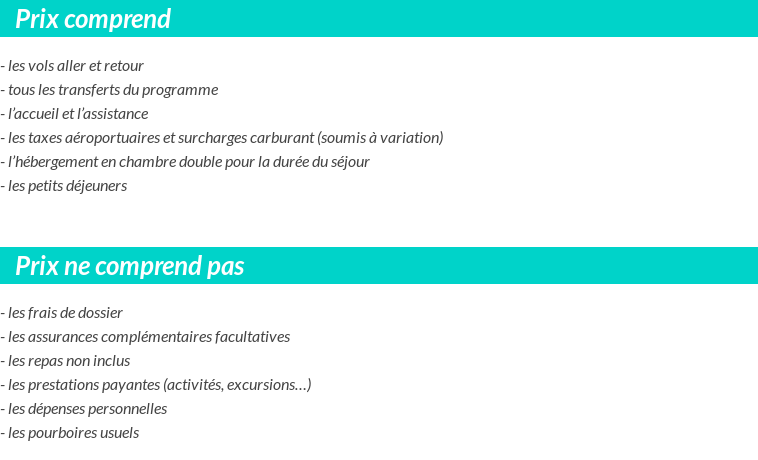 Conditions tarifaires
