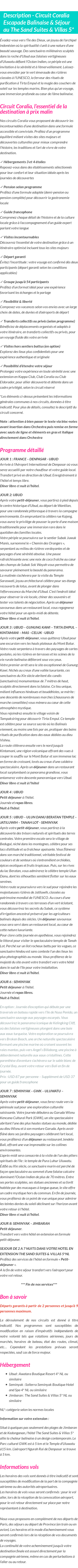 Détails du séjour