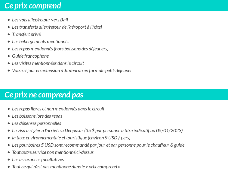 Conditions tarifaires