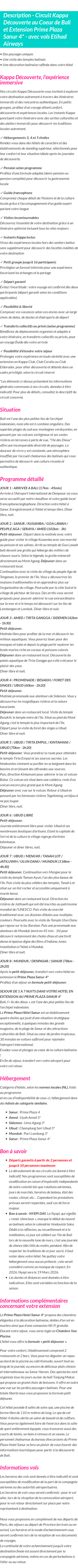 Détails du séjour