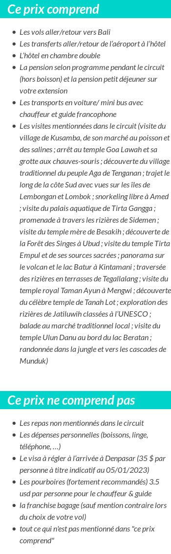 Conditions tarifaires