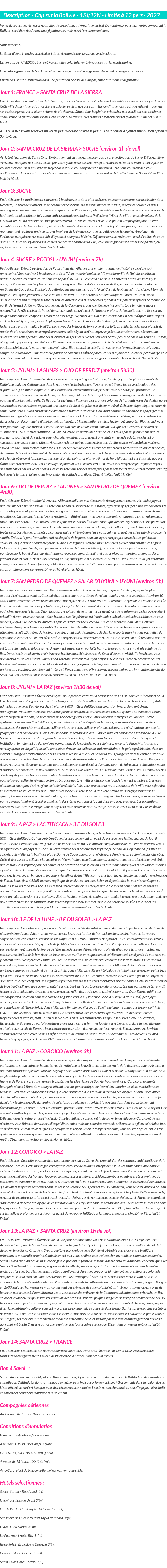 Détails du séjour