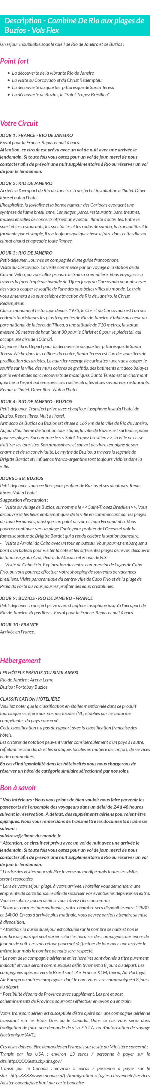 Détails du séjour