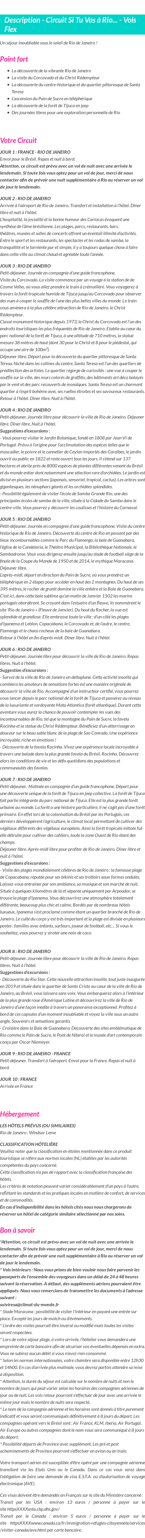 Détails du séjour
