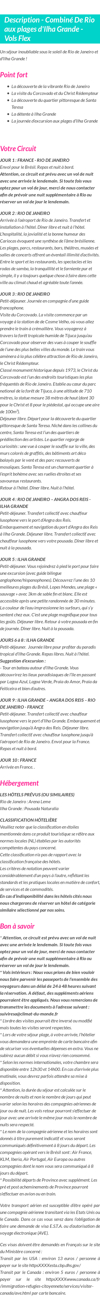 Détails du séjour