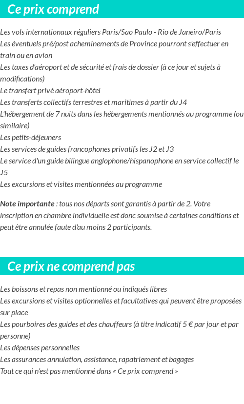 Conditions tarifaires