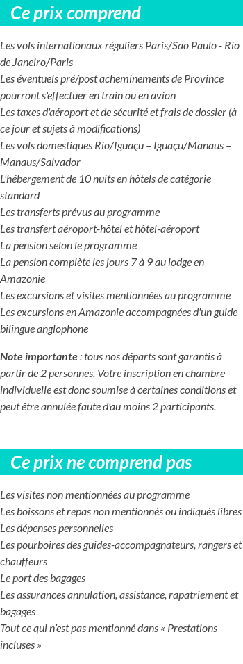 Conditions tarifaires