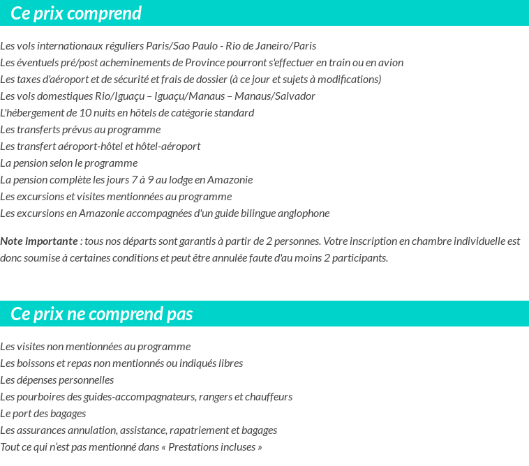 Conditions tarifaires