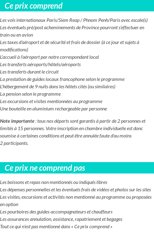 Conditions tarifaires