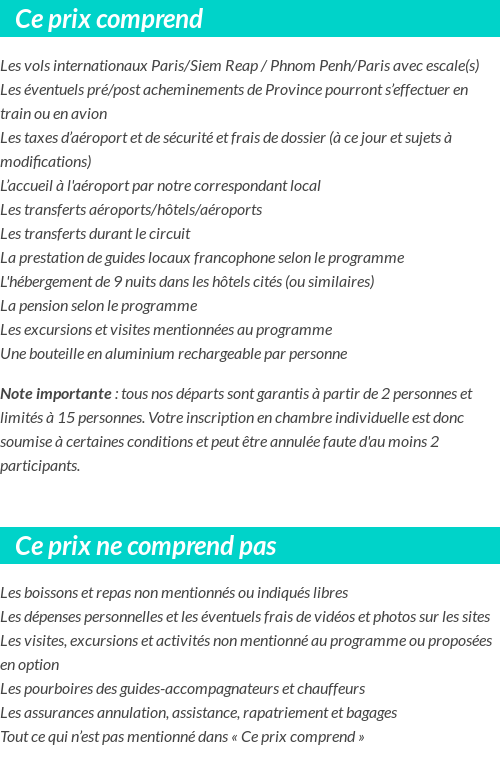 Conditions tarifaires