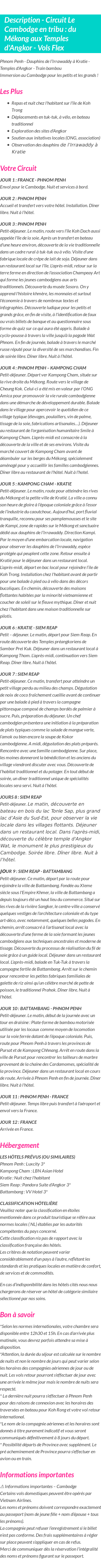 Détails du séjour