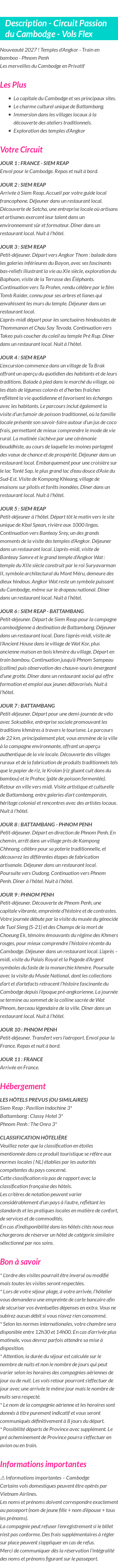 Détails du séjour