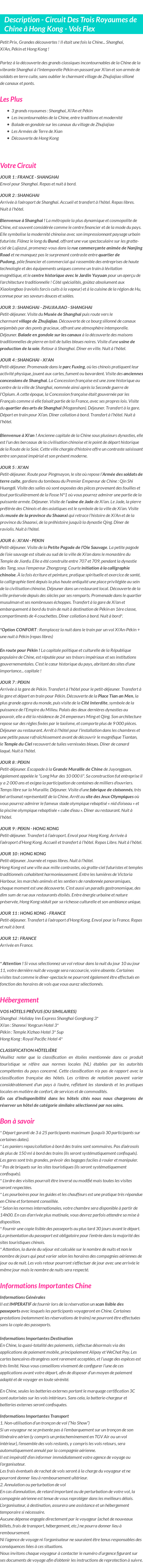 Détails du séjour