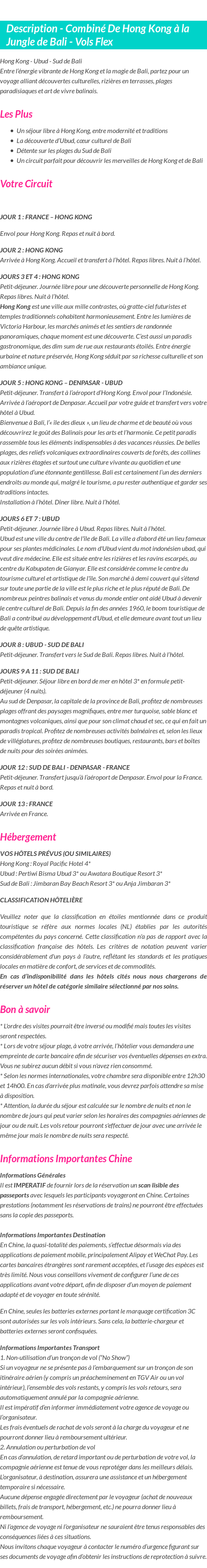 Détails du séjour