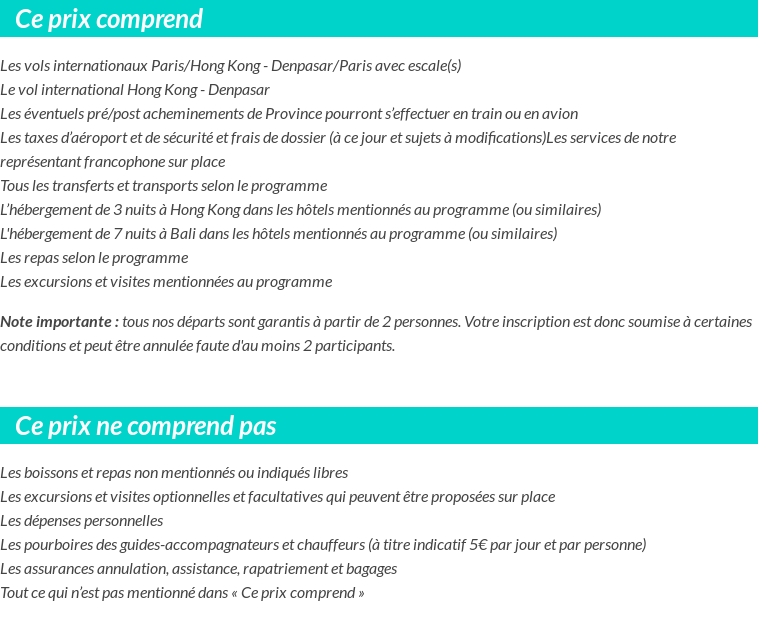 Conditions tarifaires