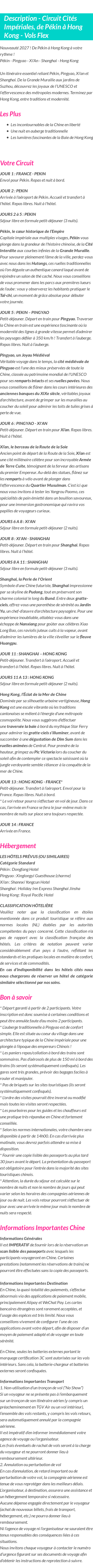 Détails du séjour