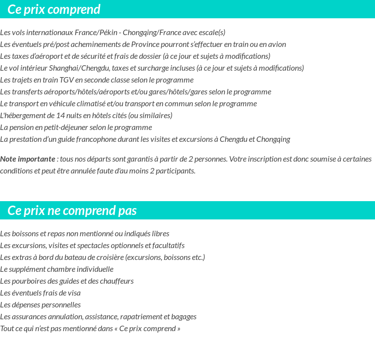 Conditions tarifaires