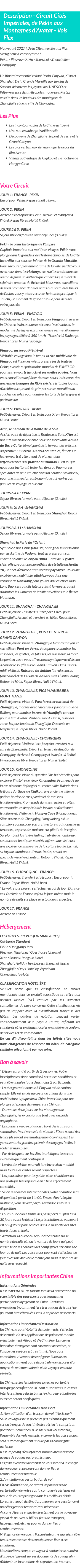 Détails du séjour