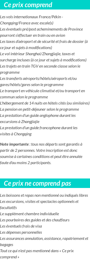 Conditions tarifaires