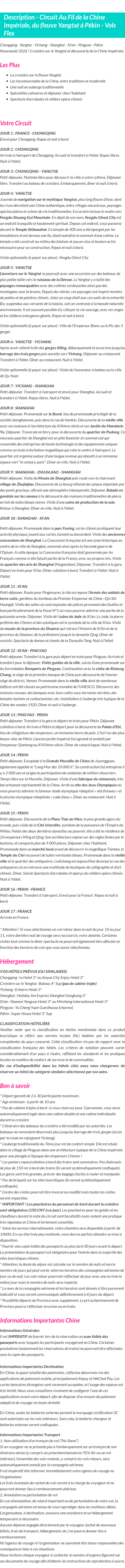 Détails du séjour
