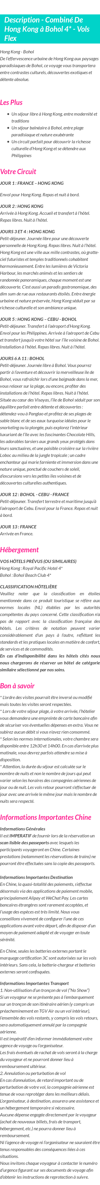 Détails du séjour