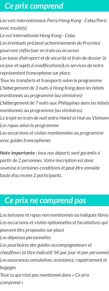 Conditions tarifaires