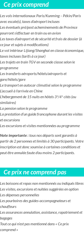 Conditions tarifaires
