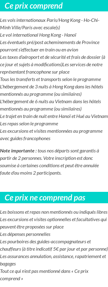 Conditions tarifaires
