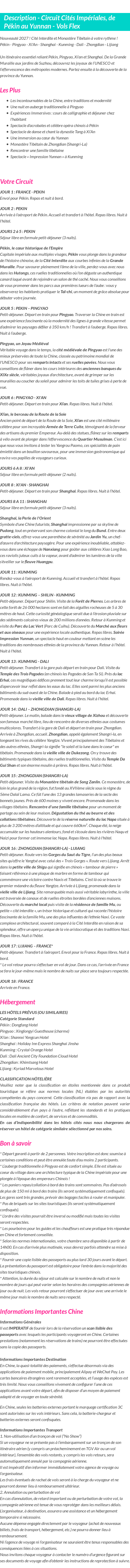 Détails du séjour